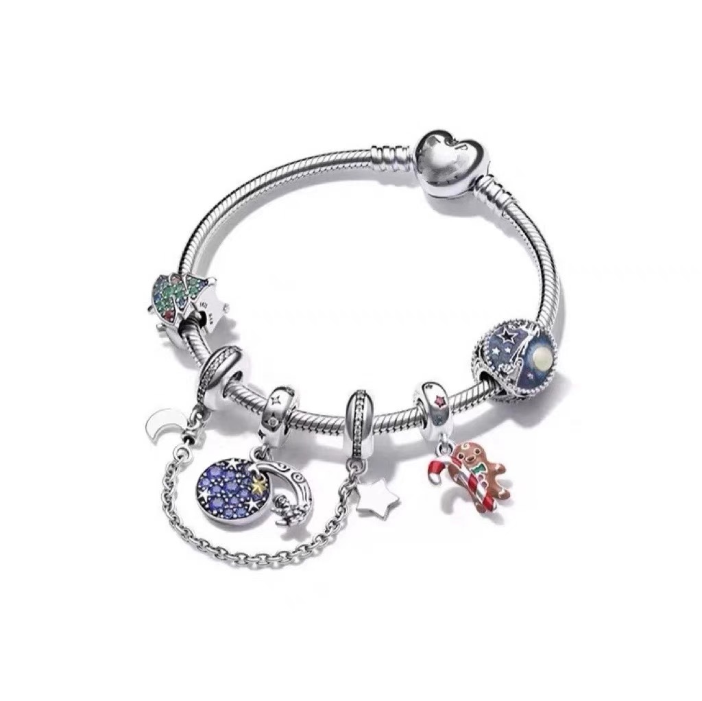 High version cross-border pan luxuryreplica 925 sterling silver bracelet women's beaded DIY loose bead pendant bracelet suit