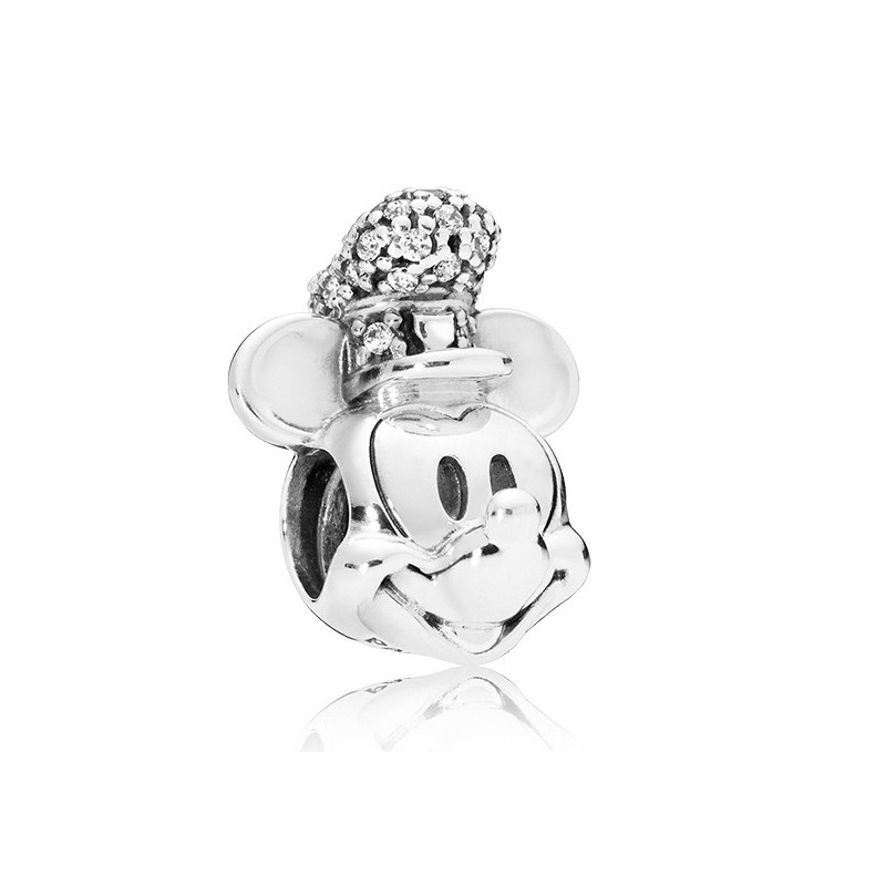 pan luxuryreplica S925 Silver Mouse Beads Di Sini Series Fixed Buckle Full Diamond Mickey Minnie DIY Accessories Beads