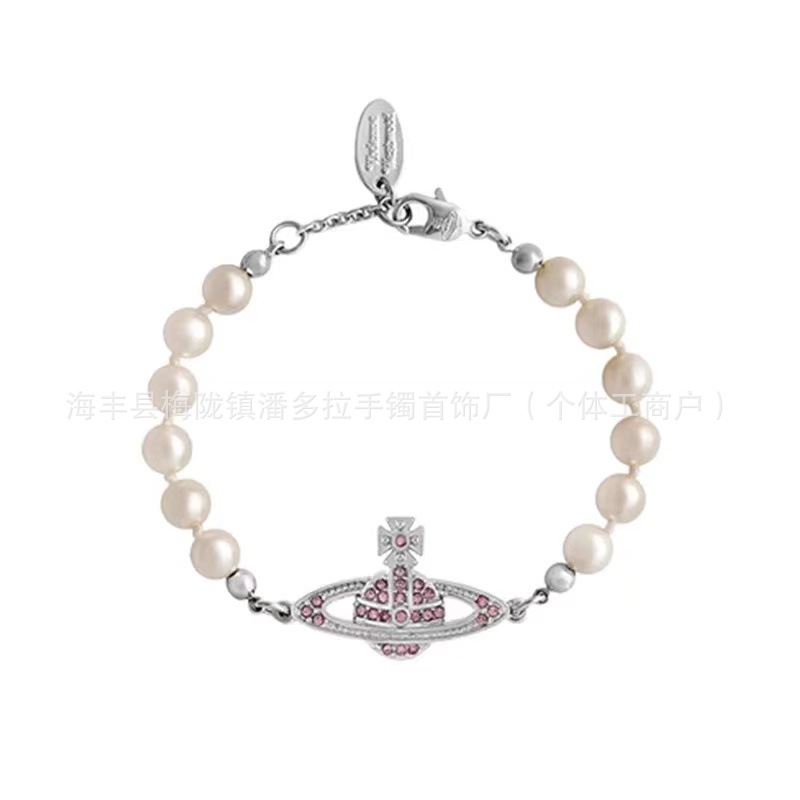 Empress Dowager Saturn Pearl Bracelet Pair Pins Full Diamond Saturn 925 Silver High Version No Falling Counter Inspection