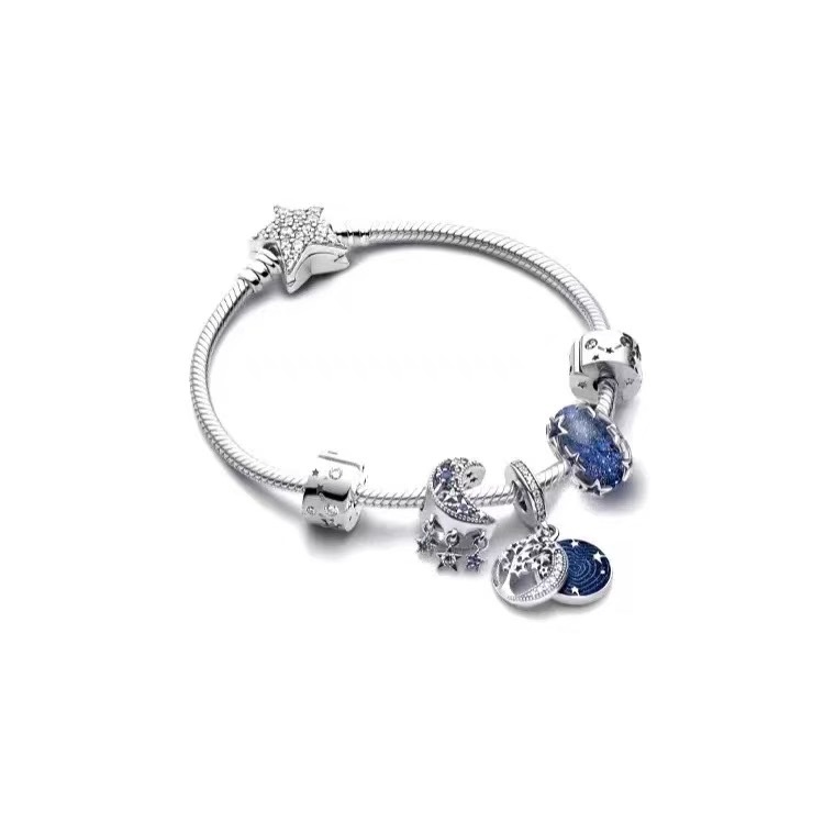 High version cross-border pan luxuryreplica 925 sterling silver bracelet women's beaded DIY loose bead pendant bracelet suit