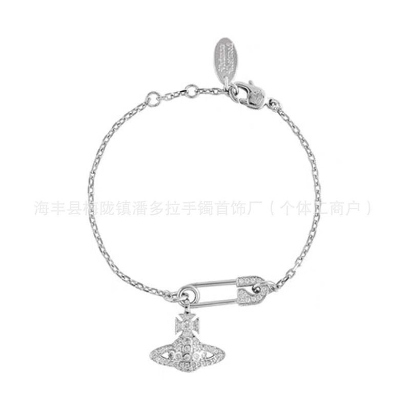 Empress Dowager Saturn Pearl Bracelet Pair Pins Full Diamond Saturn 925 Silver High Version No Falling Counter Inspection
