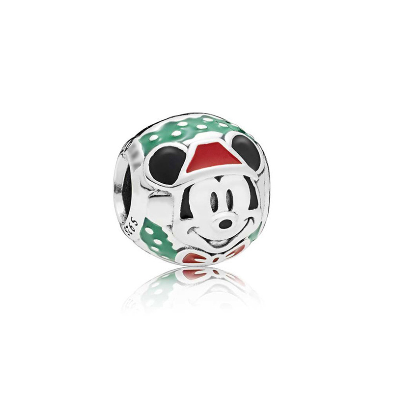 pan luxuryreplica S925 Silver Mouse Beads Di Sini Series Fixed Buckle Full Diamond Mickey Minnie DIY Accessories Beads