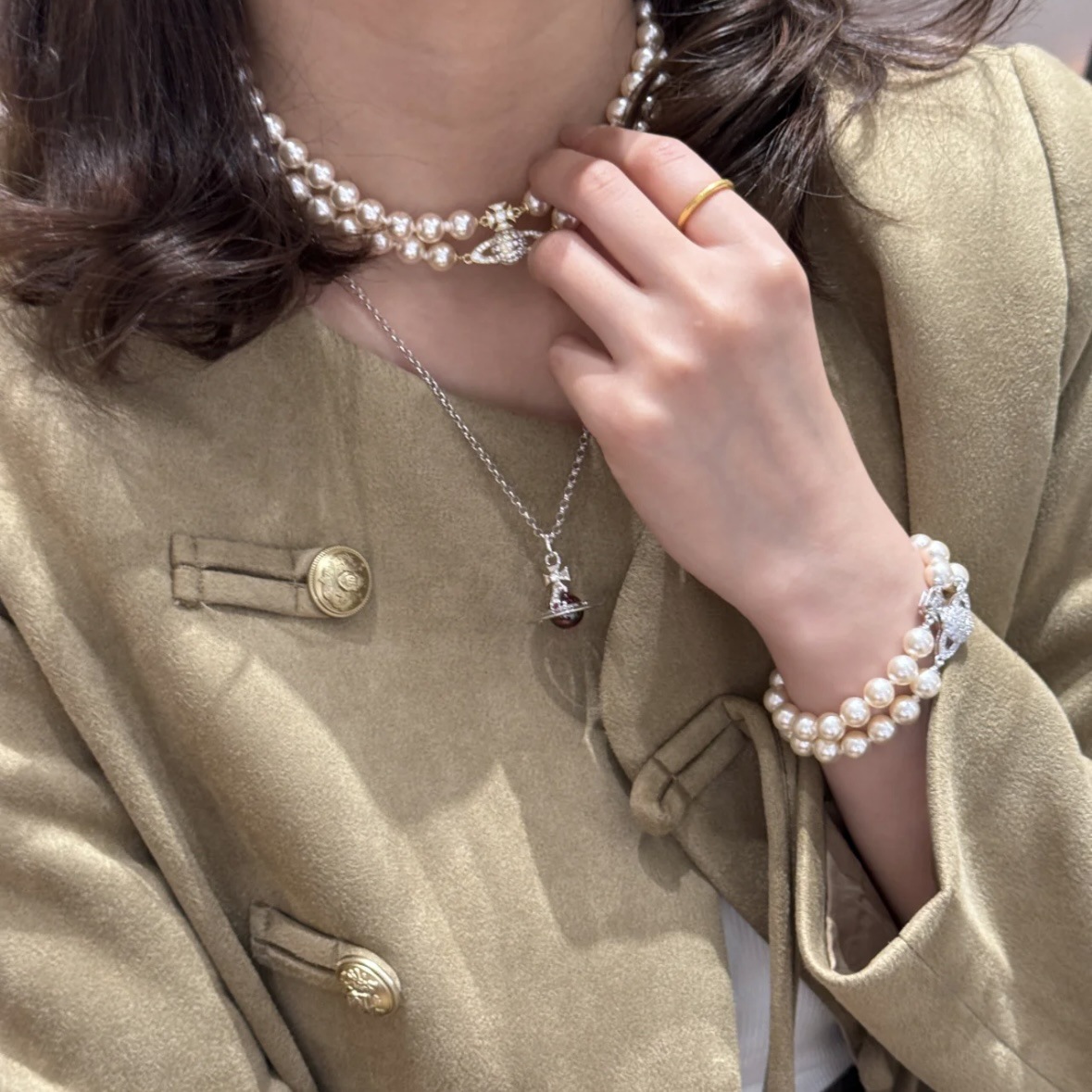 High version of the Western Empress Dowager double layer pearl bracelet Yan Zhen with Saturn bracelet  counter inspection on behalf of the hair