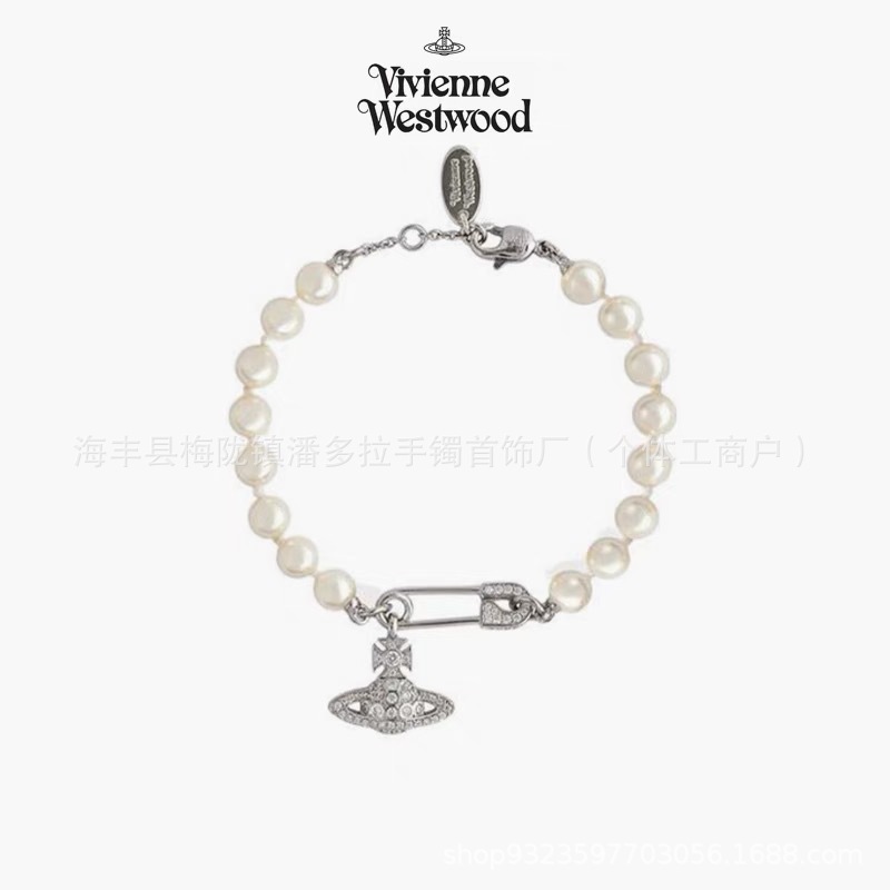 Empress Dowager Saturn Pearl Bracelet Pair Pins Full Diamond Saturn 925 Silver High Version No Falling Counter Inspection