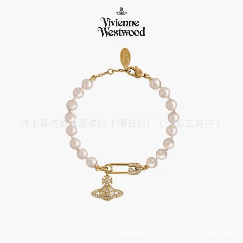 Empress Dowager Saturn Pearl Bracelet Pair Pins Full Diamond Saturn 925 Silver High Version No Falling Counter Inspection