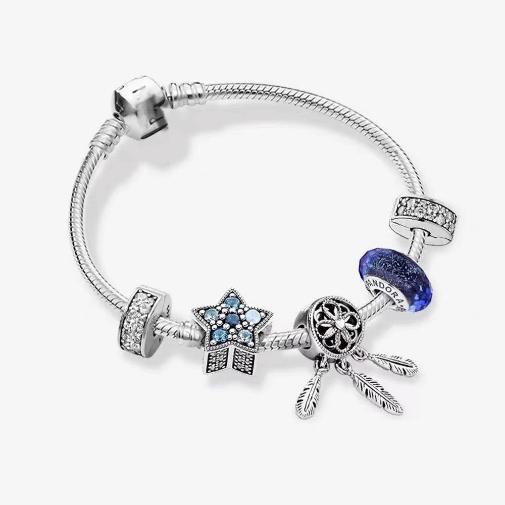 High version cross-border pan luxuryreplica 925 sterling silver bracelet women's beaded DIY loose bead pendant bracelet suit