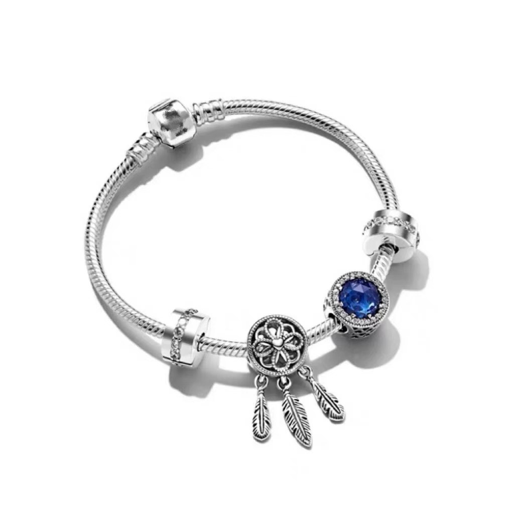 High version cross-border pan luxuryreplica 925 sterling silver bracelet women's beaded DIY loose bead pendant bracelet suit