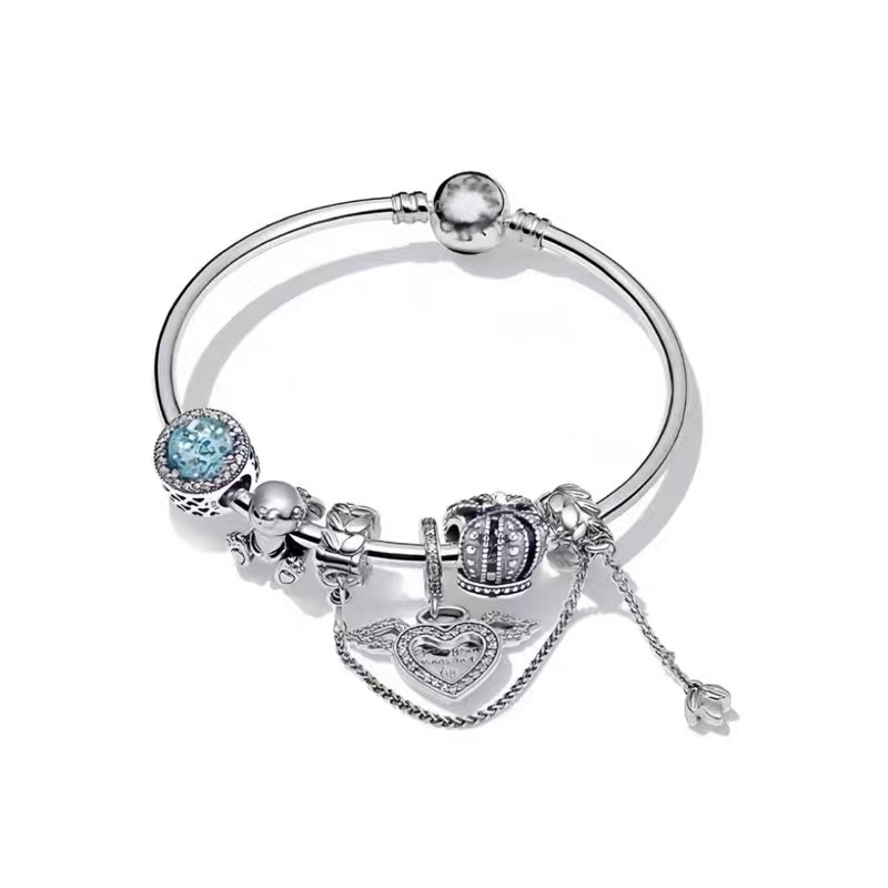 High Version pan luxuryreplica Bracelet 925 Sterling Silver Blue Ocean Series DIY Beaded Beaded Bracelet Fashion Hot Selling