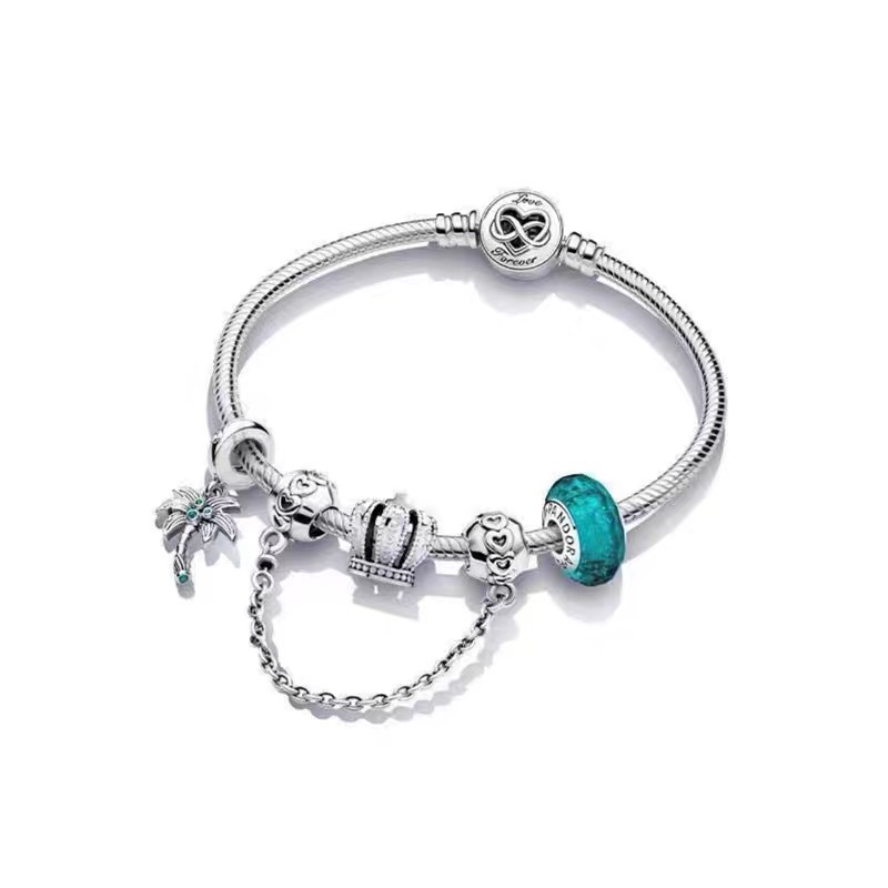 High Version pan luxuryreplica Bracelet 925 Sterling Silver Blue Ocean Series DIY Beaded Beaded Bracelet Fashion Hot Selling