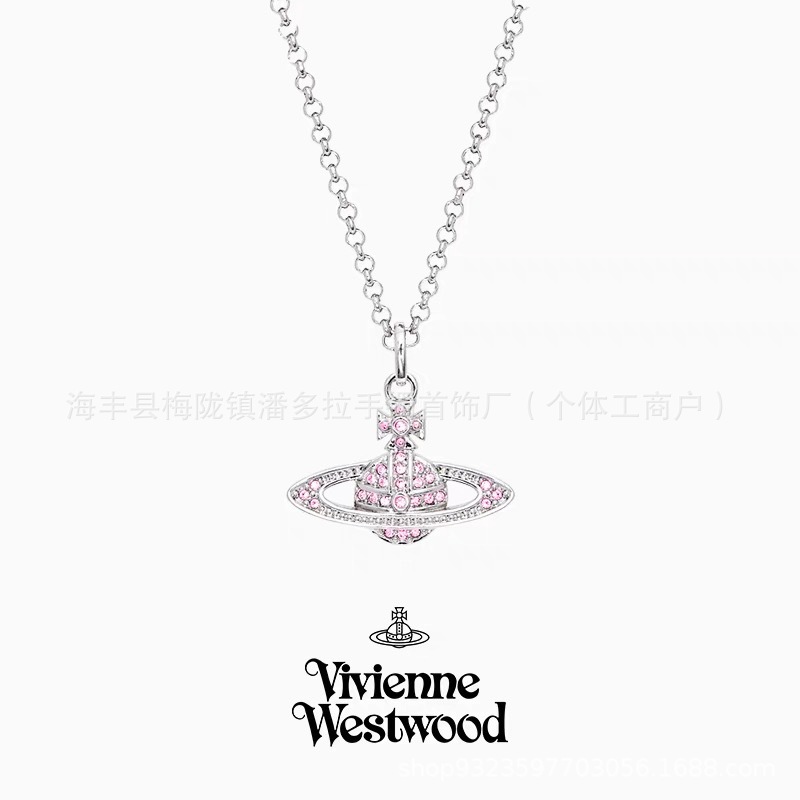 High Version Western Queen Mother Necklace Women's Classic Saturn Pin Pearl High-end 925 Silver Necklace High Version