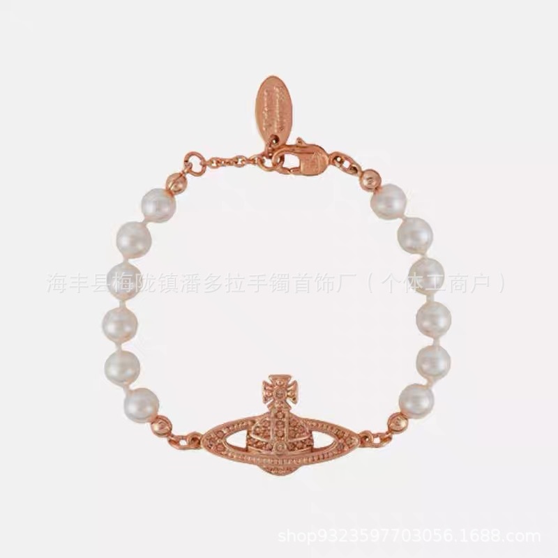 Empress Dowager Saturn Pearl Bracelet Pair Pins Full Diamond Saturn 925 Silver High Version No Falling Counter Inspection
