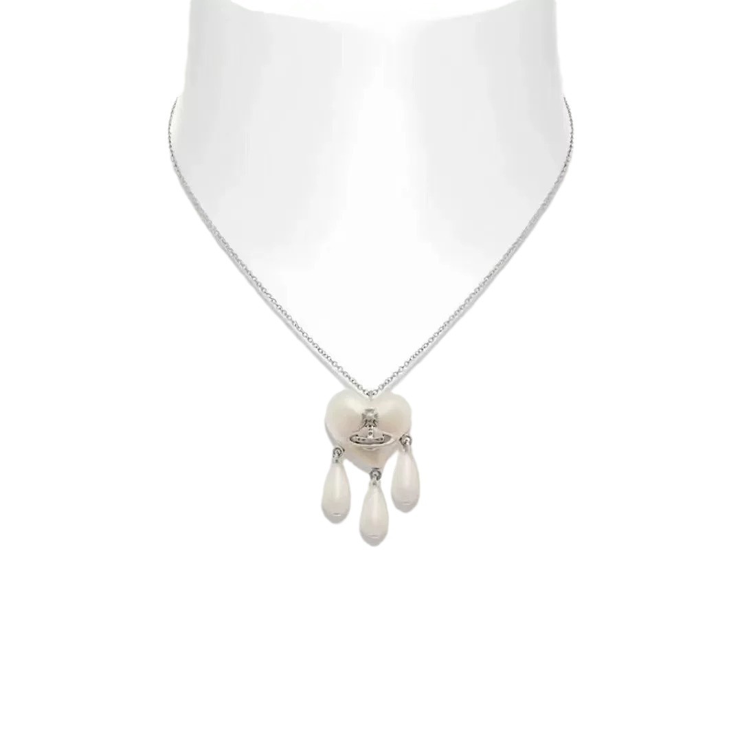 High version  Queen Mother's Necklace Bracelet Earrings Love Water Drops Pearl Temperament All-match Light Luxury High-end Sense