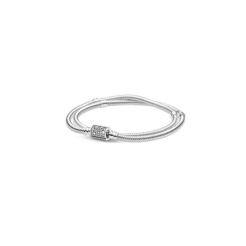 pan  luxuryreplica New Double Circle Snake Bone Chain Mother's Day Series Love Button Snake Bone Bracelet Base Chain 925 Silver
