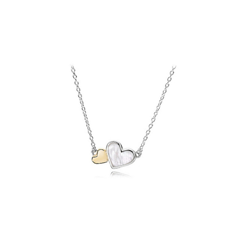 pan luxuryreplica Love Double Ring Necklace 925 Sterling Silver Finished Necklace Women's Clavicle Chain