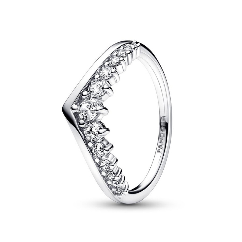 pan  luxuryreplica 925 Silver Rose Gold Drop Crown Ring Zircon Five-pointed Star Ring Ring