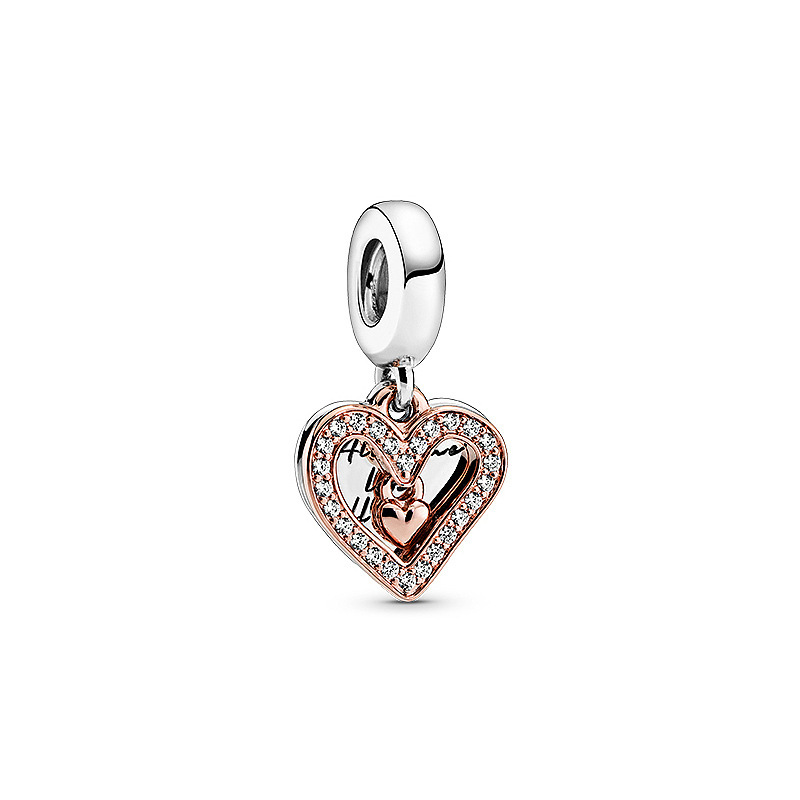 pan luxuryreplica 925 Sterling Silver Rose Gold Valentine's Day Brilliant Hand-painted Love Hanging Beads DIY Accessories