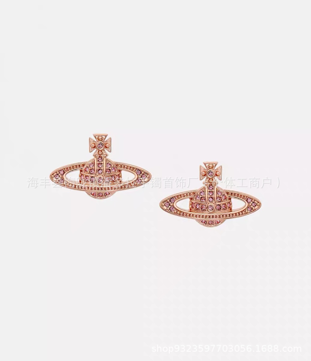 Correct version of Empress Dowager Earrings Female Vivian Saturn Pin Earrings 925 Sterling Silver Earrings High Version