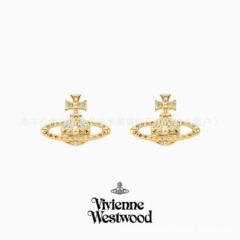 Correct version of Empress Dowager Earrings Female Vivian Saturn Pin Earrings 925 Sterling Silver Earrings High Version