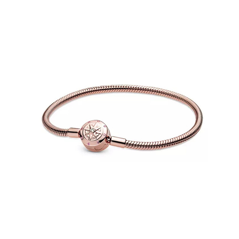 pan  luxuryreplica Eternal Love Rose Golden Bracelet Bracelet DIY Base Bracelet Snake Bone Chain 925 Sterling Silver