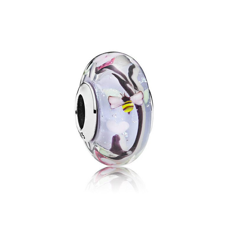 Factory direct pan luxuryreplica 925 silver Mulan flower bud butterfly glazed beads hanging beads DIY accessories loose beads