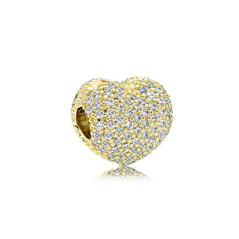 pan luxuryreplica 925 Silver Yellow Gold Love Crown Di Sini Fixed Buckle Pendant Beaded Accessories