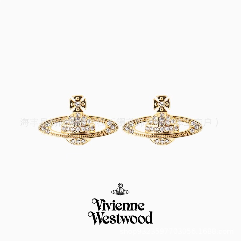 Correct version of Empress Dowager Earrings Female Vivian Saturn Pin Earrings 925 Sterling Silver Earrings High Version