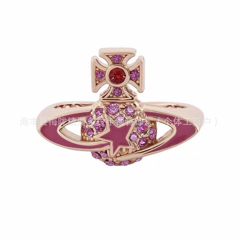 High Version Queen Mother vivi  luxuryreplica Vivian 23 New Sweet Full Diamond Blue Meteor Saturn Ring 925