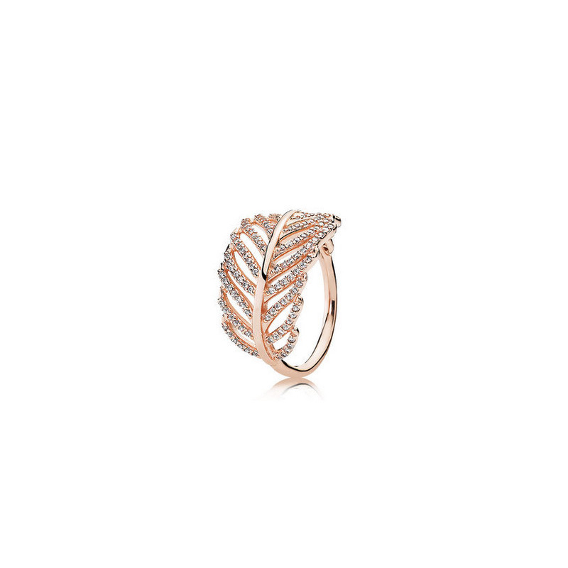 pan  luxuryreplica Rose Golden Charm Glaze Leaves Ring for Couple