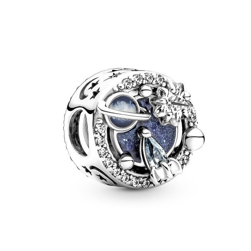 pan luxuryreplica Astronaut Beads 925 Sterling Silver Star-picking Hanging Ornament Traveling in the Milky Way Blue Star River Glass Beads