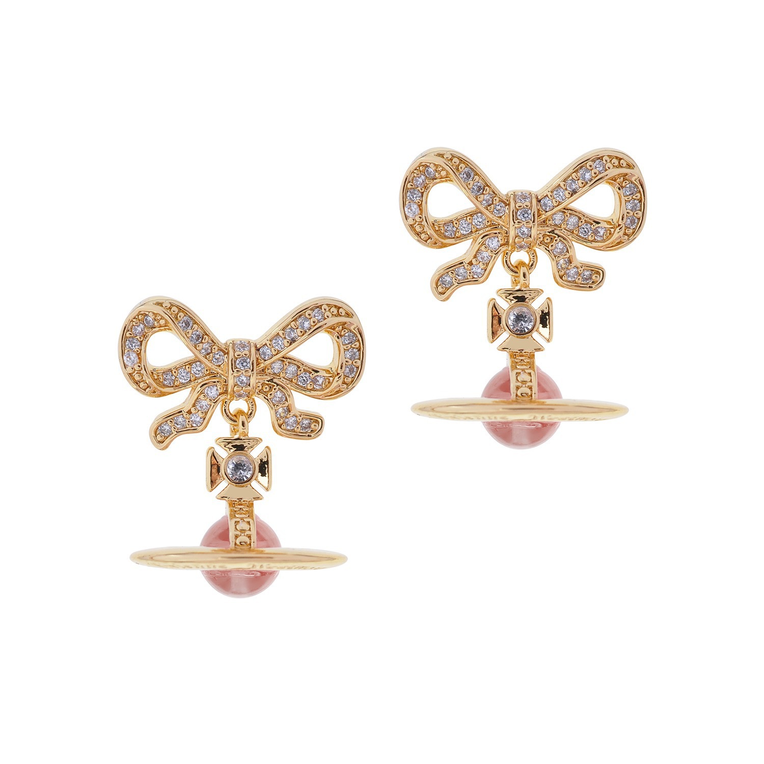 High Version Queen Mother vivi  luxuryreplica Sweet OCTAVIE Bow Stereo Orb Saturn Earrings Earrings