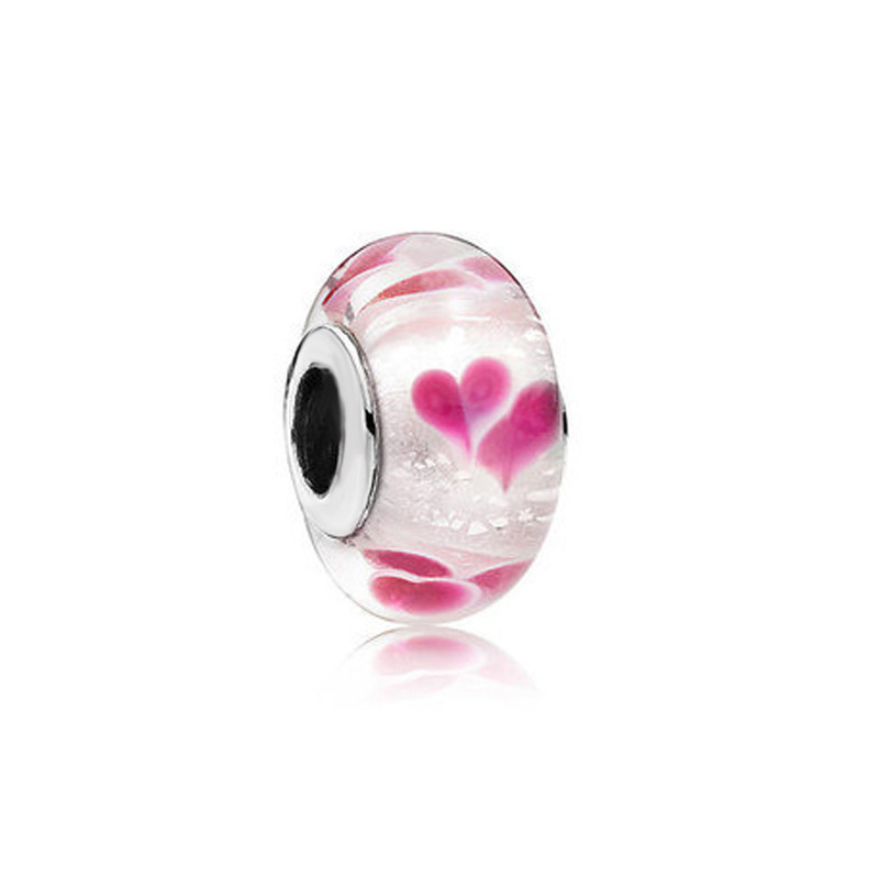 pan  luxuryreplica 925 Pure Silver Di S NI Love Rainbow Glazed Beads Hanging Beads DIY Accessories Beads