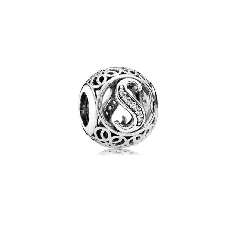 pan luxuryreplica 925 Sterling Silver Beads 26 Letters Series Round Beaded DIY Accessories Beads