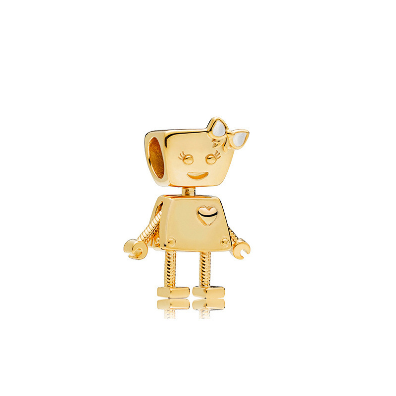 925 Sterling Silver pan luxuryreplica Gold Beads Glass Beads Bear Fixed Buckle Crown Beaded DIY Accessories Pendant