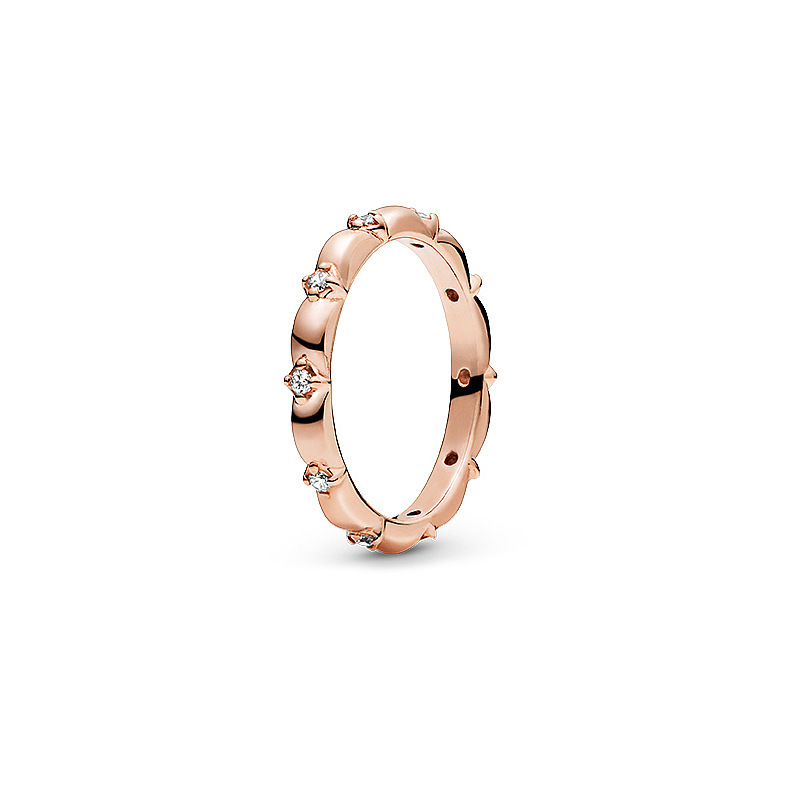 pan luxuryreplica Ring Rose Gold Peach Blossom Pair with Beads Open Style Couple Pair Ring Matching Ring for Women