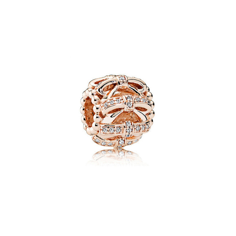 pan luxuryreplica 925 Sterling Silver Rose Gold Magnolia Dream Catcher Hollow Beaded DIY Accessories Beads