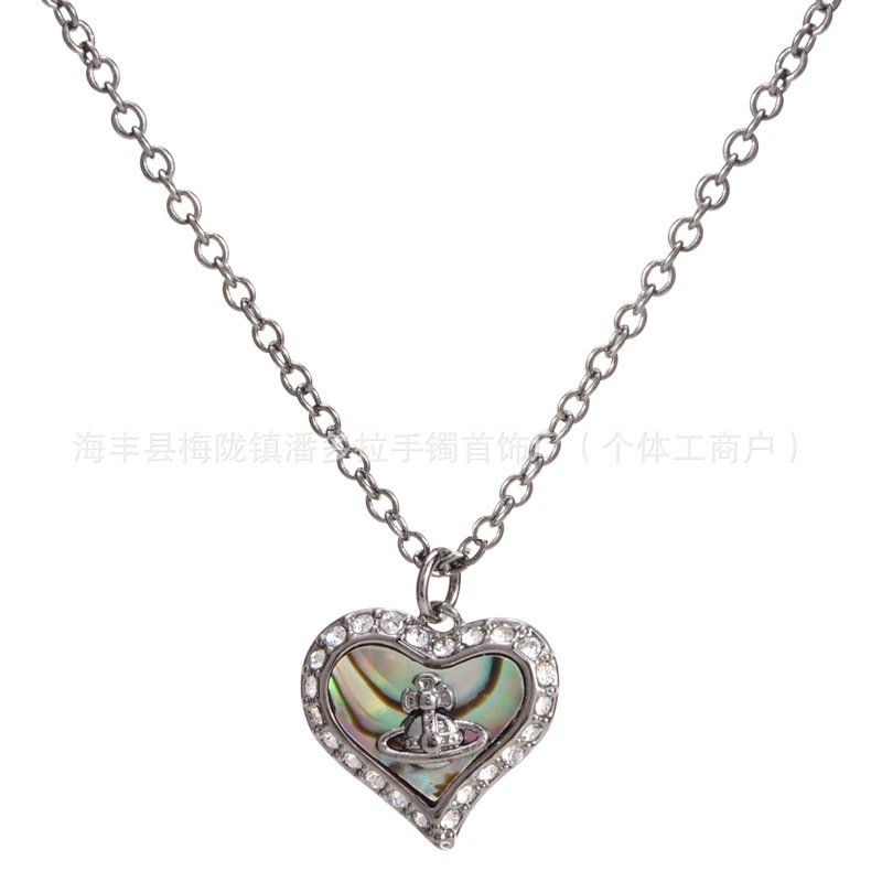 Empress Dowager Love Fritillaria Saturn Flash Diamond Necklace Women's European and American Fashion Design Sense Clavicle Chain Necklace New Style