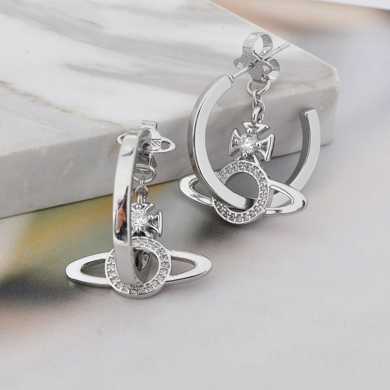High Version Queen Mother vivi  luxuryreplica Vivian Punk Circle Three-in-One Shuttle Saturn Dofa Earrings