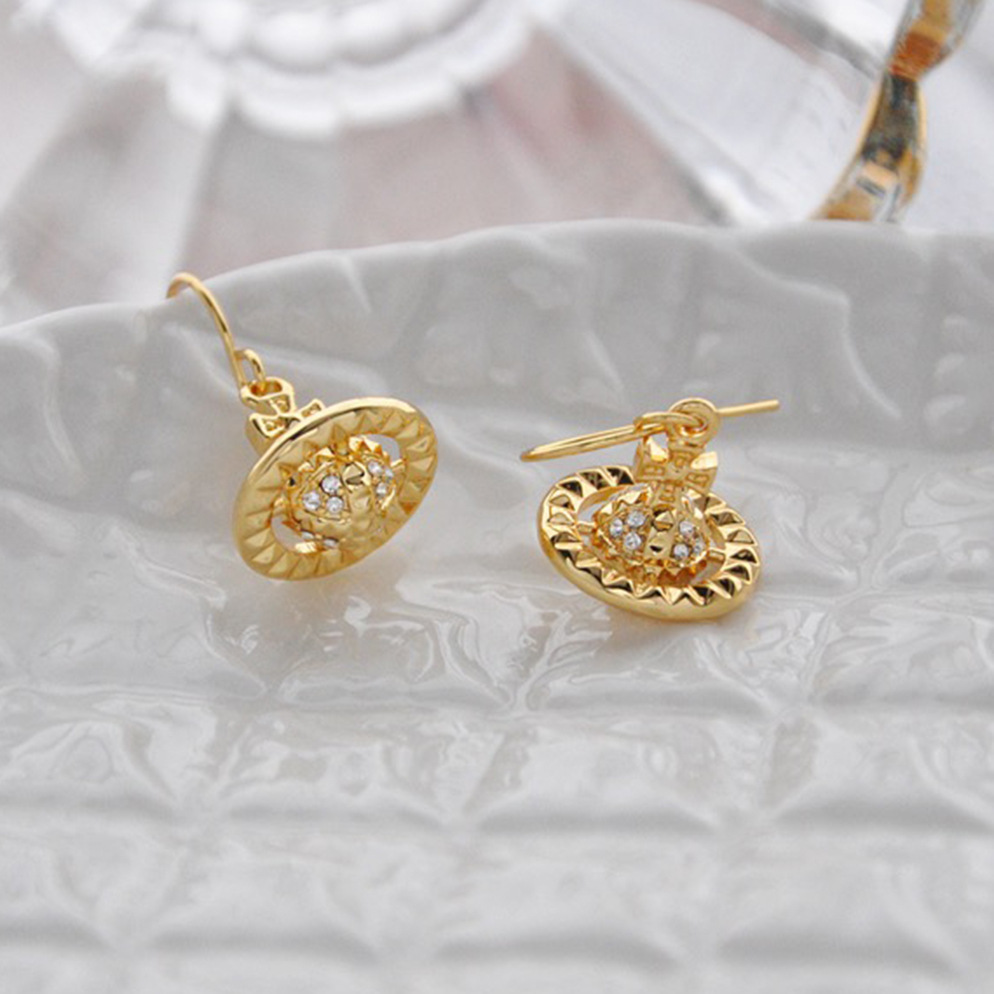 High Version Empress Dowager vivi  luxuryreplica Vivian Punk Style Stereo Orb Rivet Saturn Earrings Earrings