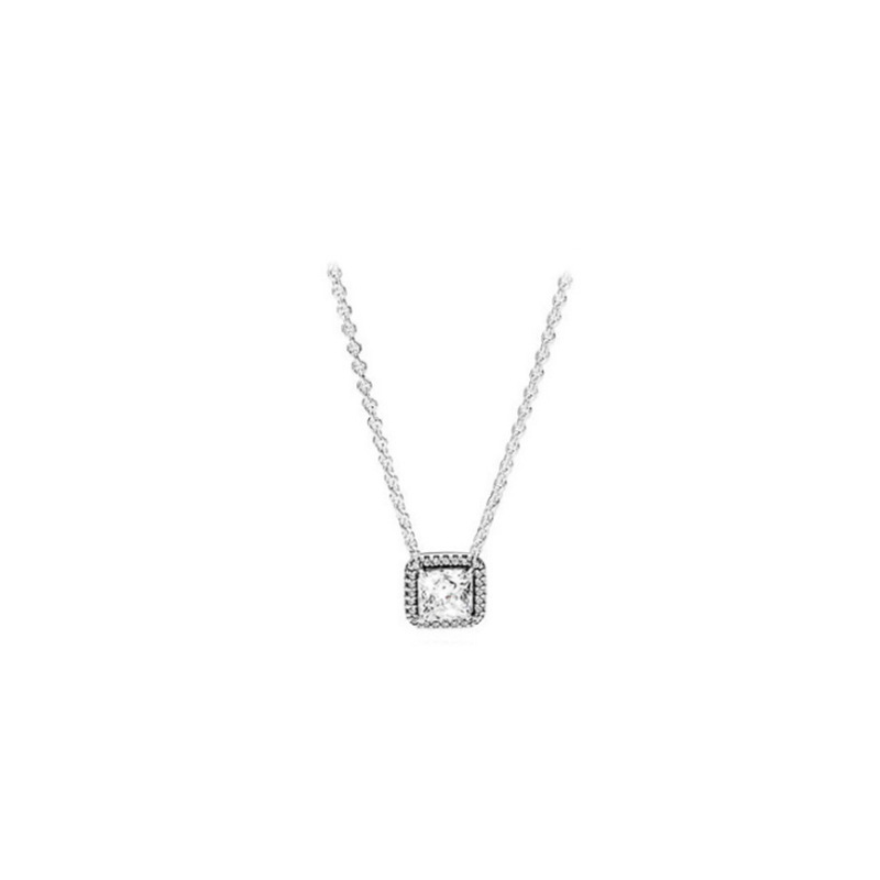 pan luxuryreplica Love Double Ring Necklace 925 Sterling Silver Finished Necklace Women's Clavicle Chain