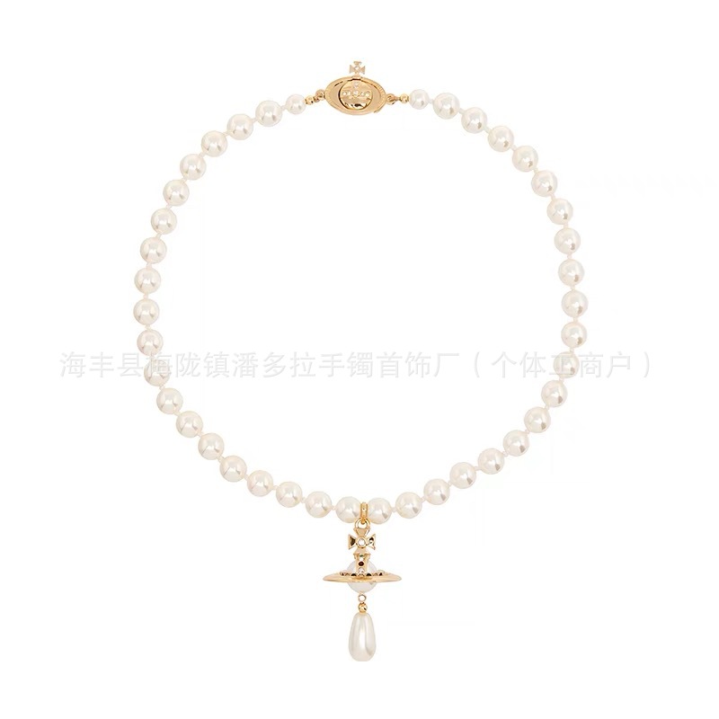 High version of the Empress Dowager Western Pearl Big Saturn Necklace Female with factory direct live high version