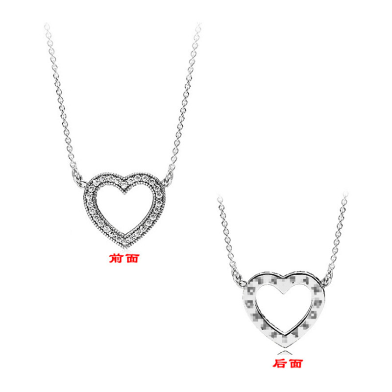 pan luxuryreplica Love Double Ring Necklace 925 Sterling Silver Finished Necklace Women's Clavicle Chain