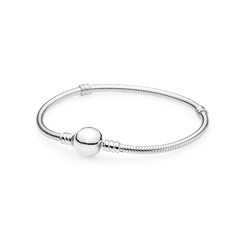 pan luxuryreplica 925 sterling silver round head pavé five-pointed star snake bone bracelet DIY basic bracelet women