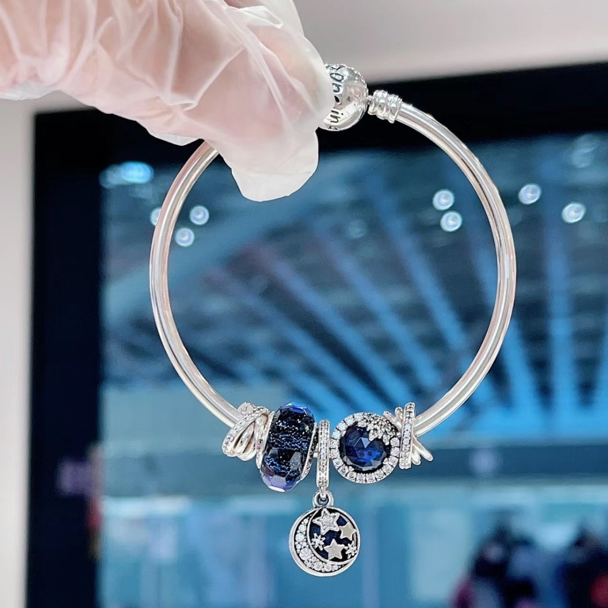 pan luxuryreplica Bracelet S925 Sterling Silver Blue Series Stars Fairy Tale Bracelet Shining Galaxy Bracelet DIY loose beads Beaded