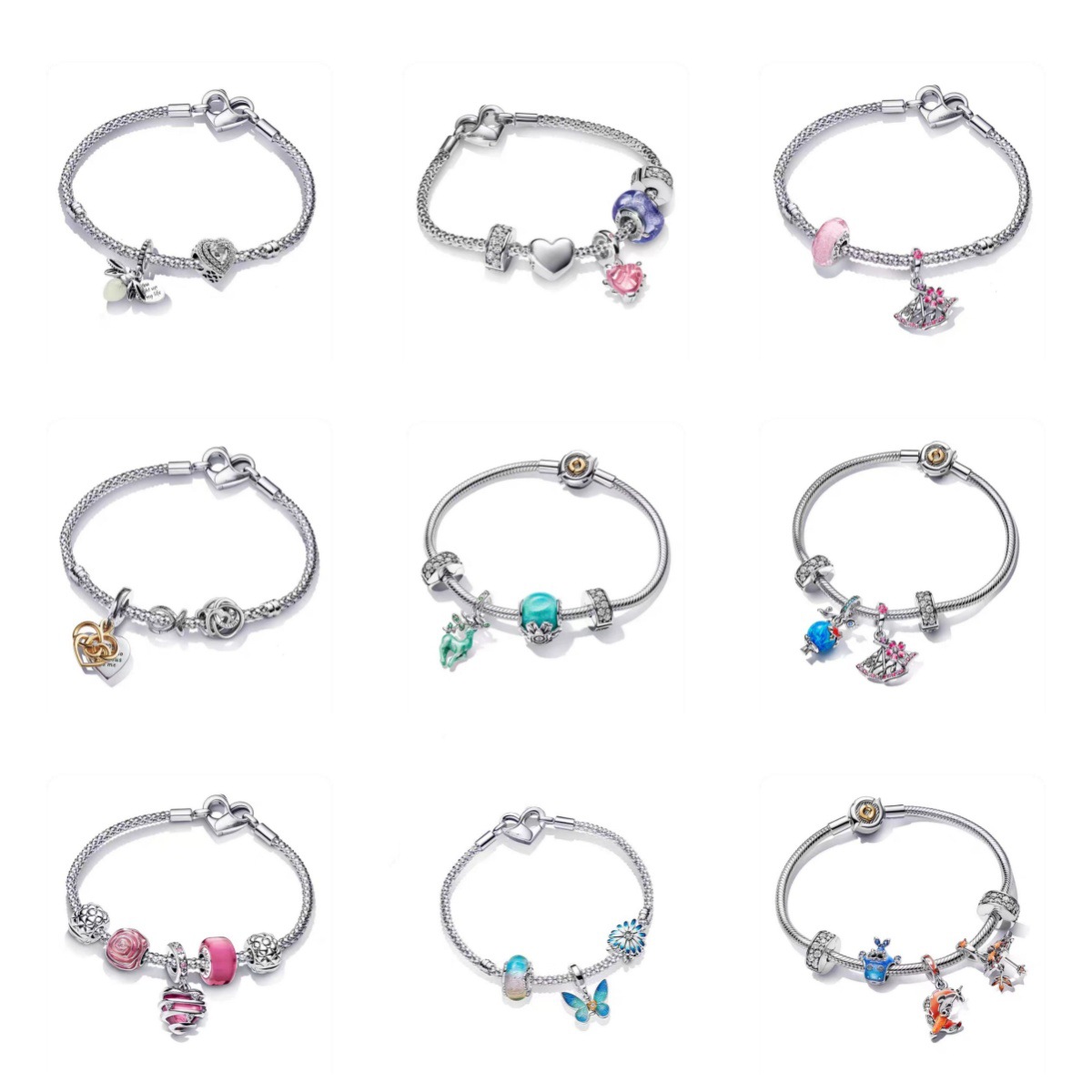 Cross-border Hot Pangjiadora S925 Silver Stars Fairy Tale Star Picking Travel Bracelet suit Fashion Elegant Bracelet for Women