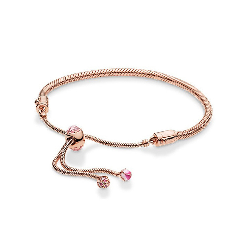 Factory direct pan  luxuryreplica copper rose gold peach blossom series adjustable temperament DIY basic bracelet