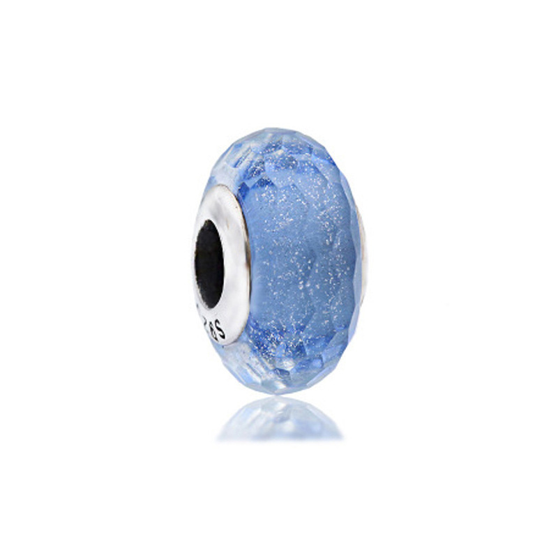 Factory Outlet pan  luxuryreplica 925 Silver Shining Blue Cutting Surface Series Glazed Beads String Hanging DIY Beads