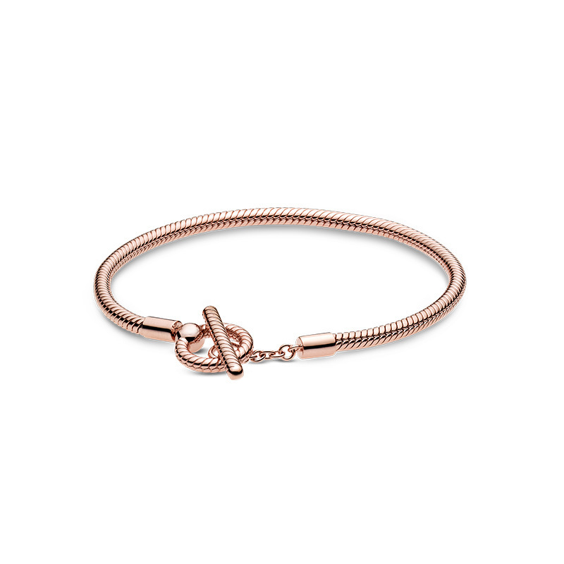 Factory direct pan  luxuryreplica 925 silver rose gold T-shaped buckle snake bone chain simple bracelet DIY basic bracelet