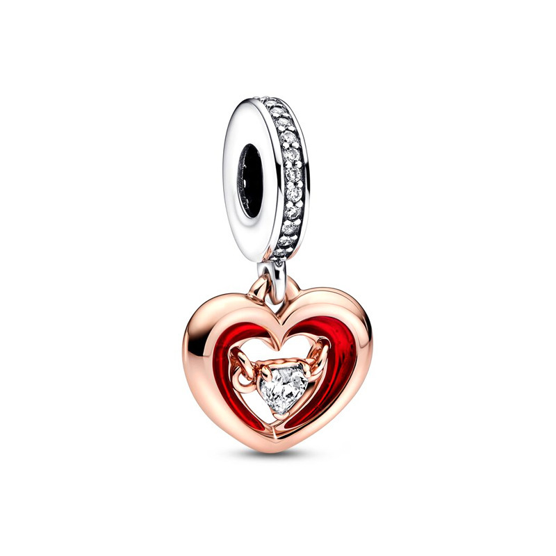 pan luxuryreplica Beads 925 Sterling Silver New 2023 Sea Shellfish String Decoration Two-Tone Heart Release Key Pendant