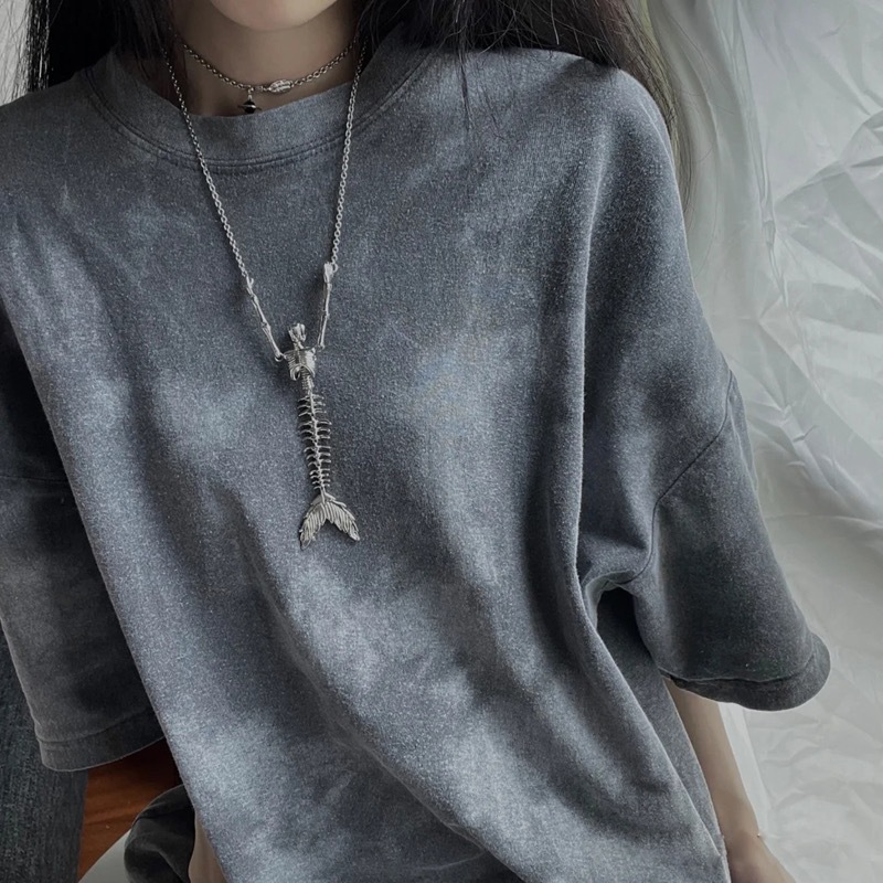 High Version Empress Dowager vivi  luxuryreplica Vivian Light Luxury High Sense Saturn Skull Man Fish Bone Mermaid Necklance