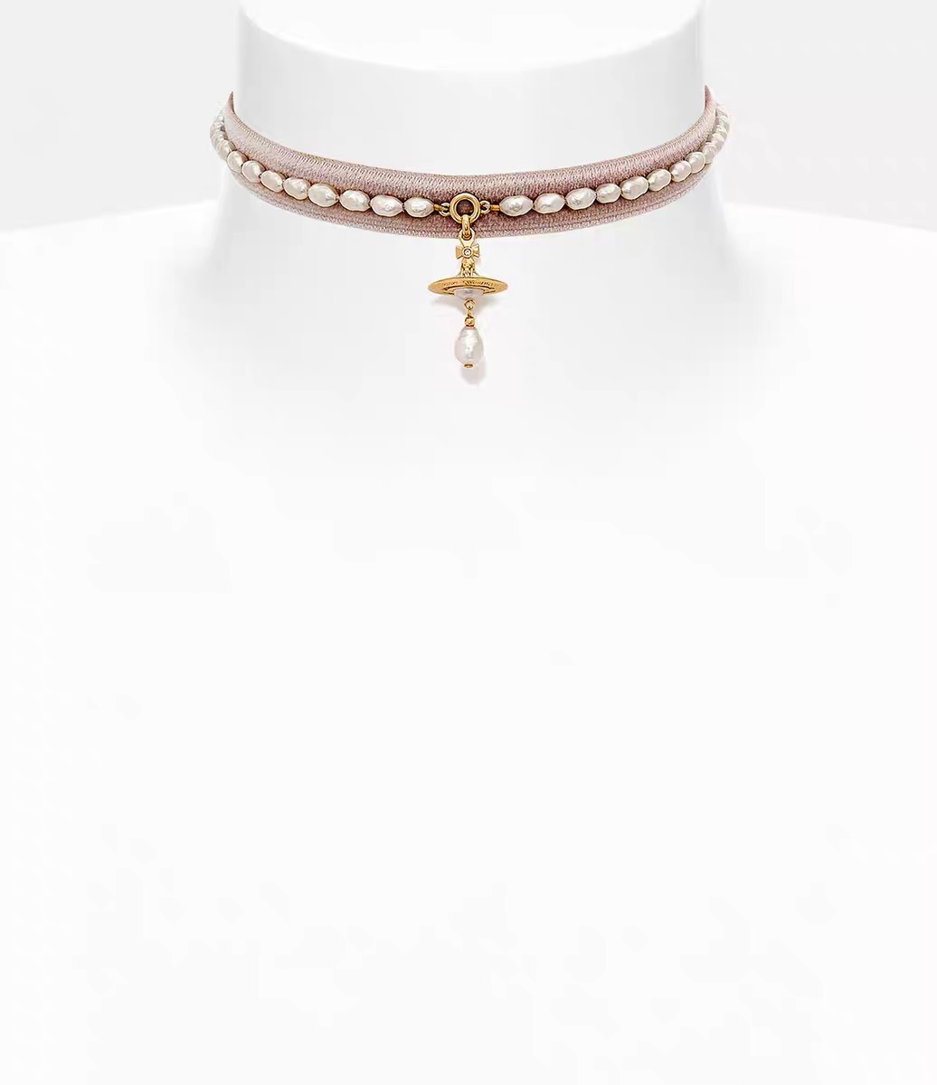 High Version 925 Empress Dowager Baroque Pearl Necklace Ballet Ribbon Chock Stereo Saturn Alien Pearl